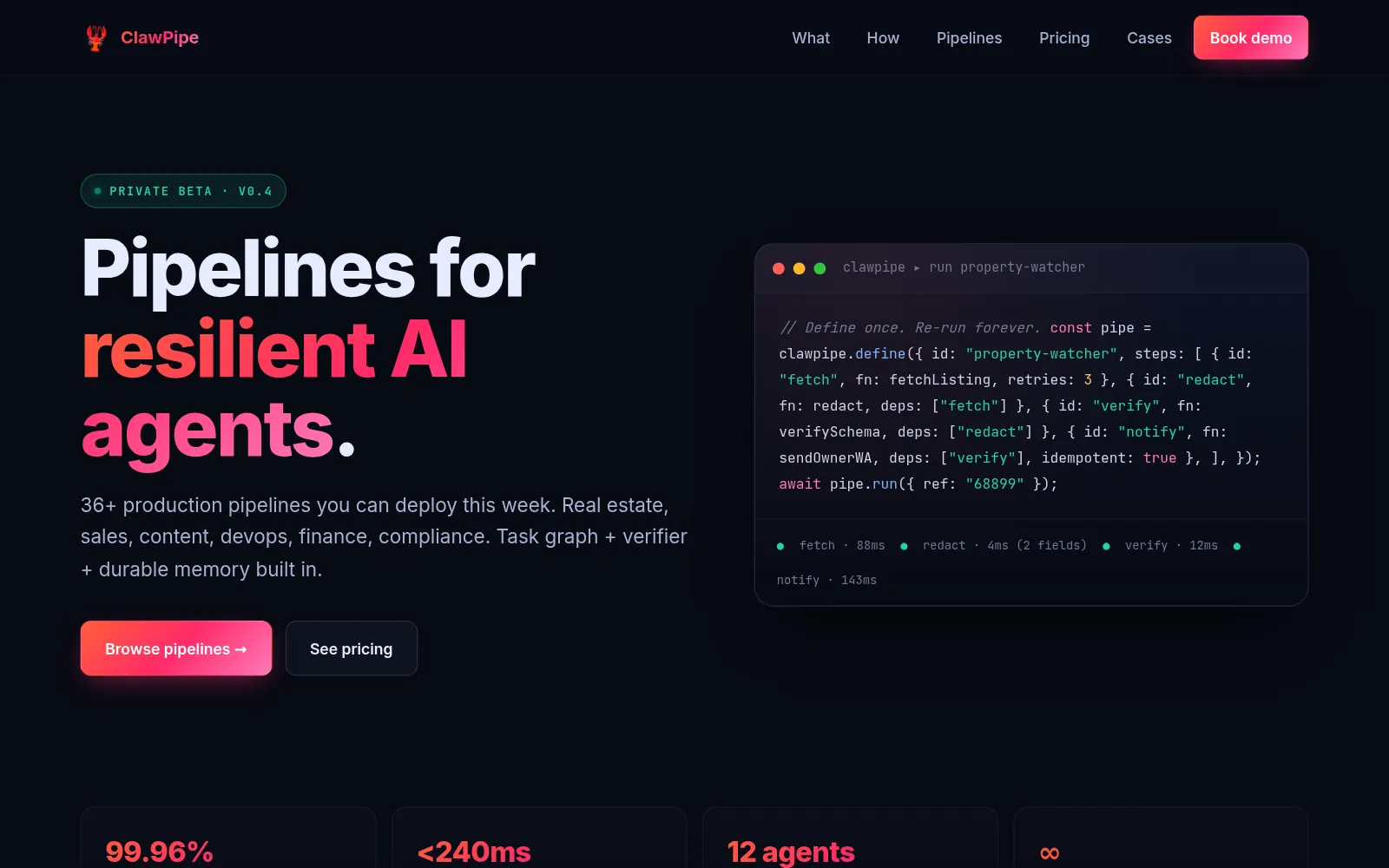 ClawPipe home page