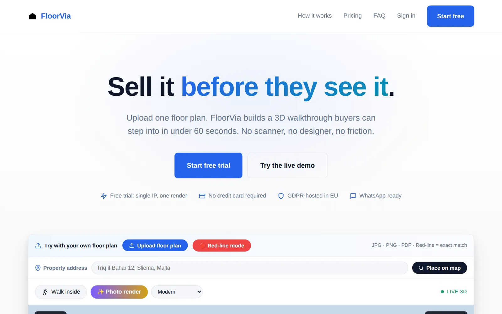 FloorVia home page